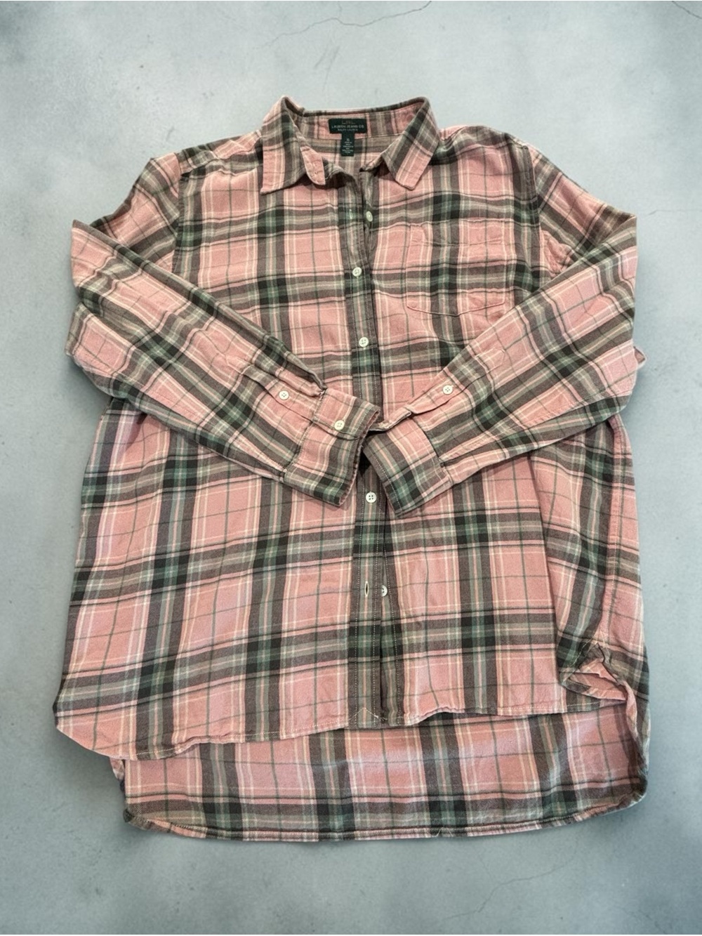 Lauren Ralph Lauren Pink and Gray Plaid Button-Down Shirt